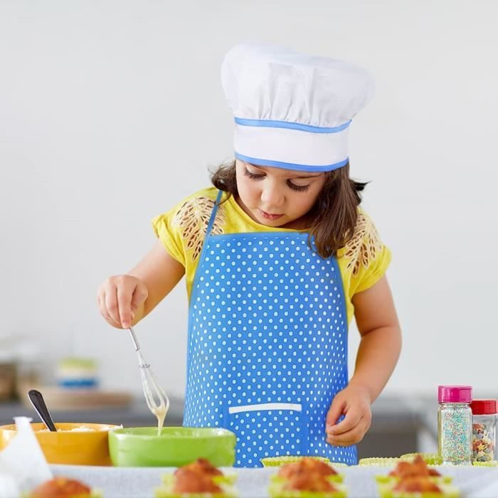 Tablier Enfant et Chapeau de Chef Set Réglables Tabliers de