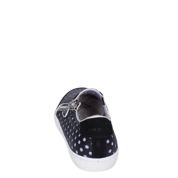 Slip on Femme Geox Noir Cuir synthetique Talon Compense Fermeture eclair Ete Noir Cdiscount