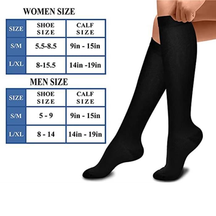 jusqu'à 75% Lot de 3 ou 6 paires de chaussettes de compression pour femmes