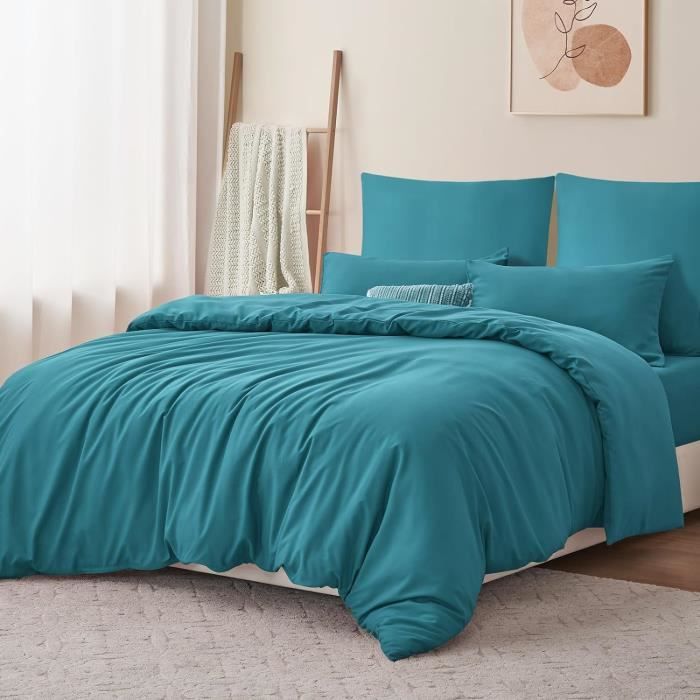 Housse De Couette 220x240 Bleu Canard