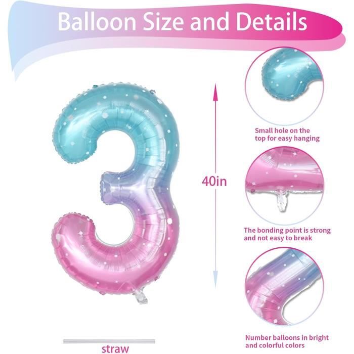 Décoration Anniversaire 3 Ans Fille Rose Gold - Kit Ballons Numérotés, Confettis Or Rose, Bannière Et Accessoires Pour Fête Magique