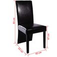 Chaise de salle à manger en cuir artificiel noir - Lot de 6 - OVONNI - Contemporain - Bois massif - 6 places-2