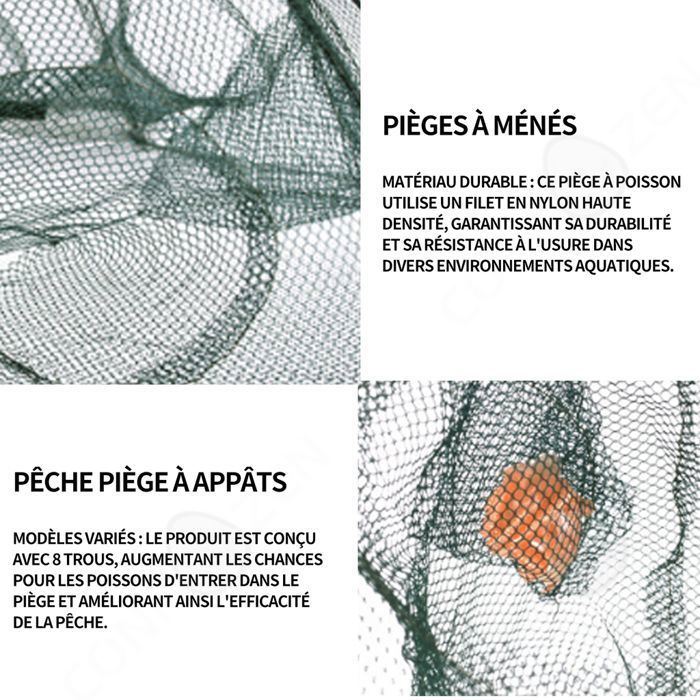 Bourriche Pêche Nasse Panier à Poissons Portable - Sac Maille Orange Avec Filet Anti-Saut