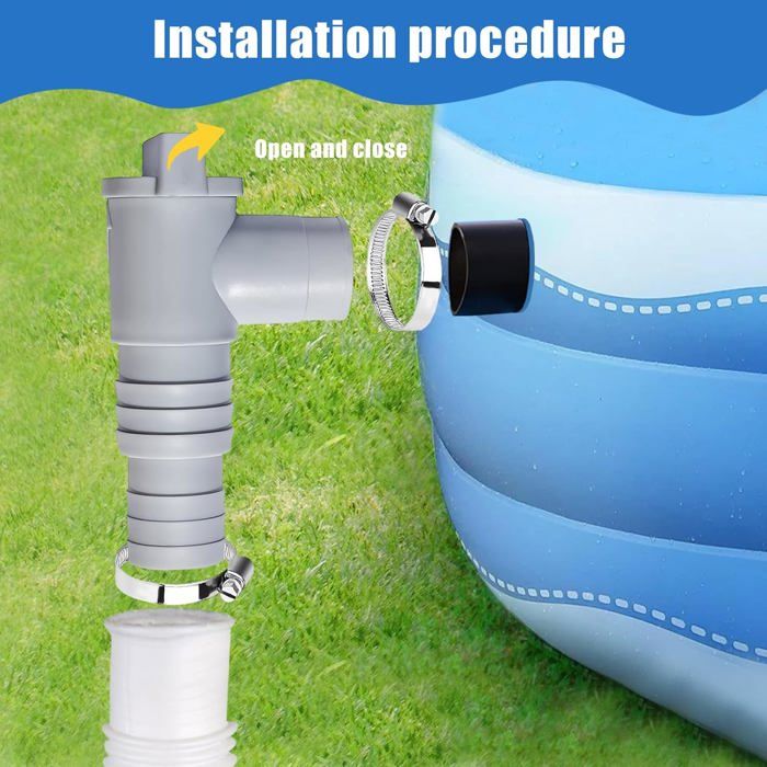 Vanne D'arrêt Pour Piscine Berkelen - 2 Pièces, Raccord 32 Mm, Avec 6 Colliers De Serrage Pour Tuyaux 32/38 Mm - PVC, Acier Inoxydable