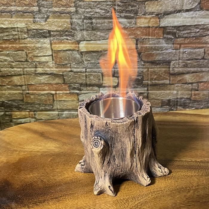 Cheminée à alcool extérieure de table avec chauffe-flamme en métal