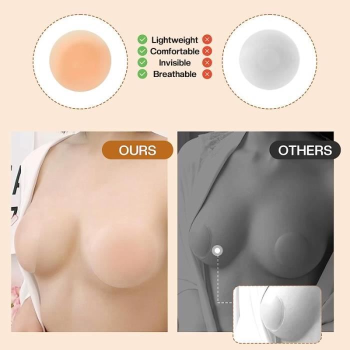 S Boolavard® Lot De 4 Cache-tétons Adhésifs Réutilisables En Silicone, Beige Cache Teton