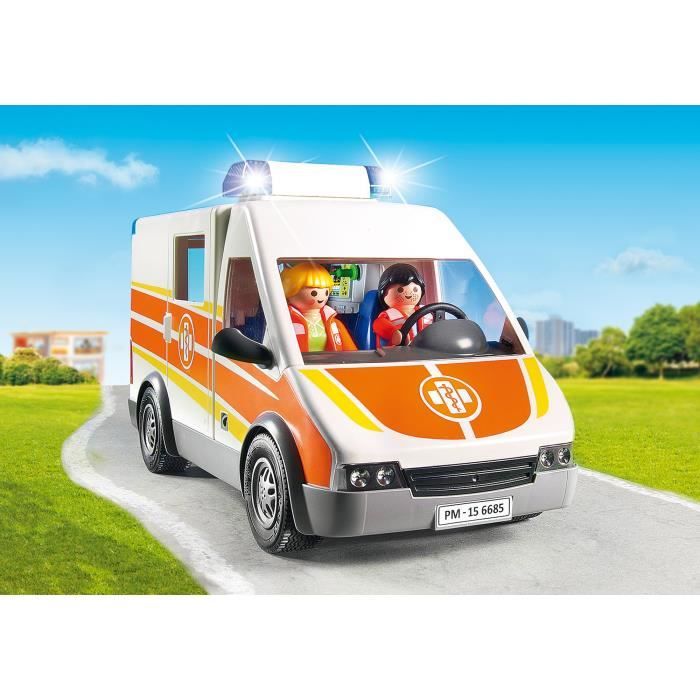 PLAYMOBIL - City Life - Ambulance avec Gyrophare et Sirène - Cdiscount Jeux  - Jouets