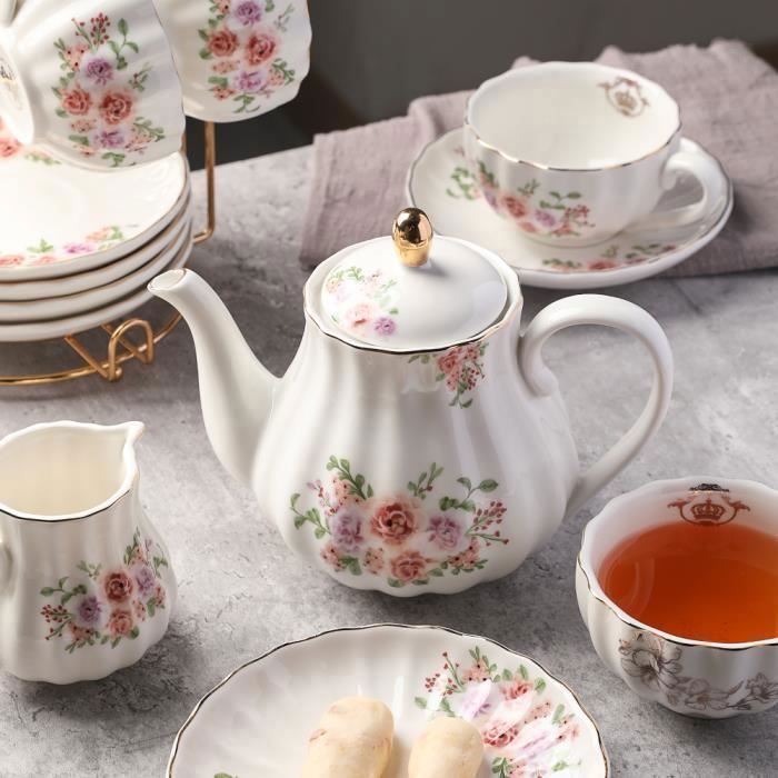 Tasses à Expresso Sweejar 6 Pièces - Porcelaine Noire Avec Soucoupes Et Support Métal
