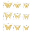 48pcs Stickers muraux mixtes de papillons 3D, Autocollants muraux Vivid Flash pour maison, Papillon dorées décor de chambre-3
