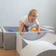 KiddyMoon Aire De Jeux En Mousse Avec Balles Pour Enfants, Gris Clair: Jaune-Vert-Bleu-Rouge-Orange, Piscine 300-Version 3-3