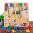 1 jeu de puzzle en bois saisir à la main des lettres éducatives Jigsaw Board jouet Alphabet Puzzles pour enfants   PUZZLE-3