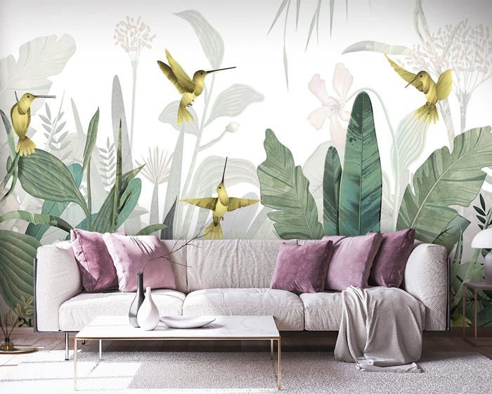 Papier Peint Panoramique 356x250 cm 3D Effet style Jungle Tropical ...