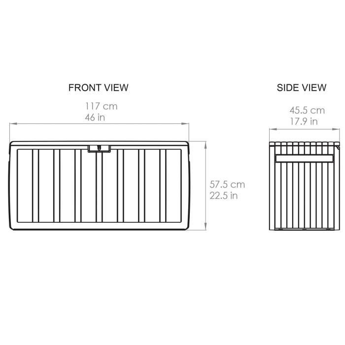 Gardiun Coffre De Rangement Résine 270L 117x45,5x57,50 Cm - Design Bicolore Avec Verrouillage