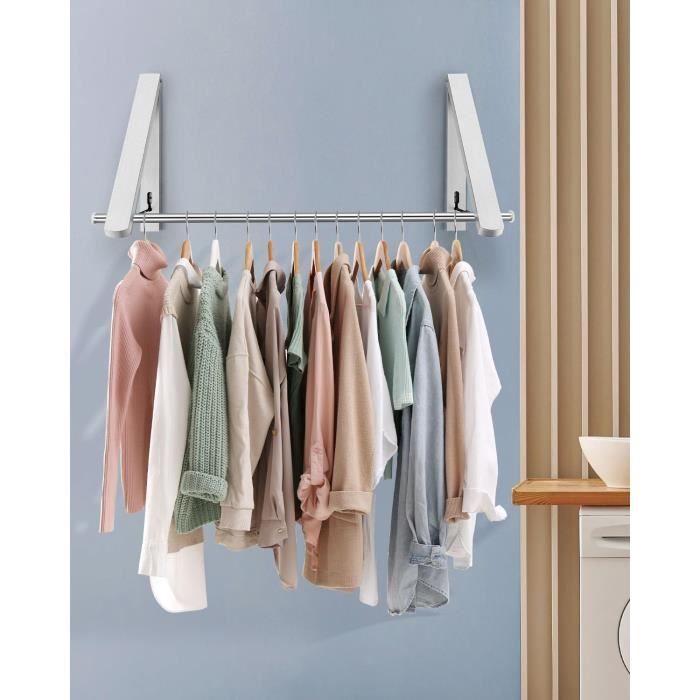 Etendoir Mural, 2Pcs Rabattable Cintre Mural Aluminium Stabilise Avec ...