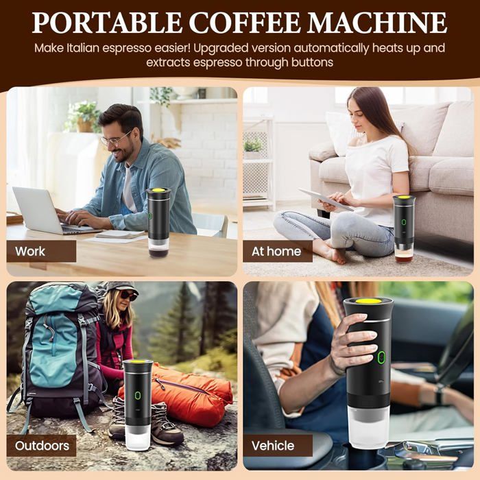 Machine à Expresso Portable COTGCO - 20 Bars, Auto-chauffante, Batterie 13500 MAh Pour 8 Cafés, Compatible Capsules Nespresso Coffee Maker Machine à Expresso Portable COTGCO - 20 Bars, Auto-chauffante, Batterie 13500 MAh Pour 8 Cafés, Compatible Capsules Nespresso Coffee Maker