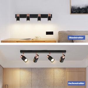 Lightess Plafonnier Industrielle Rétro en Métal Noir Cage, 4 Spots de