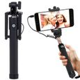 Perche Selfie Noire Télescopique 78cm + Monopod Support Téléphone Smartphone-0