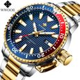 2020 WWOOR montres hommes or plein acier lumineux étanche Quartz montre de sport mâle luxe plongée Date montre-bracelet-0