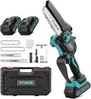 STANEW 6 ou 8 pouces brushless 600W Mini tronçonneuse à batterie, 2 Batteries 2Ah moteur sans balais