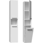 Armoire de Salle de Bain avec Panier à Linge, Armoire de salle de bain avec portes courtes et panier, Haute, NEL III, Blanc, ADGO