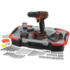 BLACK + DECKER Kit perceuse visseuse sans fil - 18V - BLACK+DECKER - BDCDC18BAST-QW - 2 batteries - chargeur - 160 accessoires