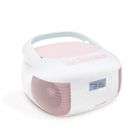 METRONIC Lecteur CD Radio FM Portable Bluetooth - Poste Stéréo MP3, USB, AUX-in, Micro-SD, Prise Casque, Alimentation Secteur/Pile - Rose
