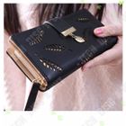 TECH DISCOUNT Porte-feuille - TD® - Long Femme - Cuir PU - Noir - Motifs Incrustés