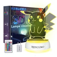 KENLUMO Lampe pikachu Noël Enfant Cadeau Pokemon Lampe de chevet LED télécommande Touchez pour changer de couleur decoration fille