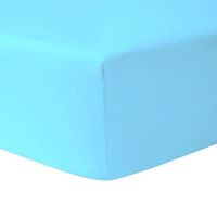 Drap Housse 140 x 190 - Bleu Ciel 100% coton 57 fils / cm - HOMEROKK