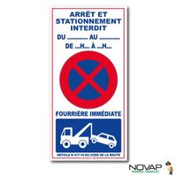 Lot de 10 Panneaux arrêt et stationnement interdit temporaire - NOVAP - 3000153 - 800x400mm - Blanc