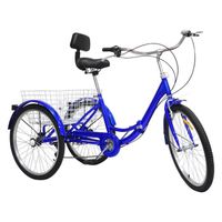 Tricycle 24 pouces 7 vitesses pliable bleu convient aux adultes
