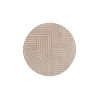 Tapis Salon à poil court, Rond, Boho géométrique - Beige - Ø120 cm (rond) - Tapis moderne super doux