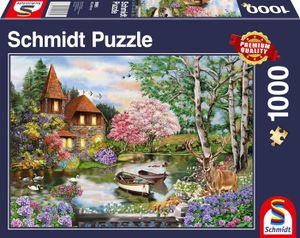 PUZZLE Maison sur Le lac, Puzzle de 1000 pièces, Multicol