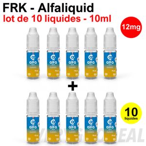 LIQUIDE Eliquid FRK 12mg lot de 10 liquides ALFALIQUID