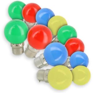 Lot de x10 ampoules LED B22 baionnette RGB de couleur style guiguette pour  guirlande de couleur