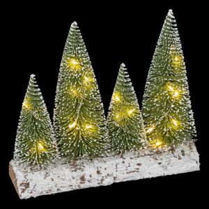 VILLAGE - MANÈGE Accessoire pour Village de Noël 4 Sapins lumineux 20 LED sur support en Bois - Feeric Christmas