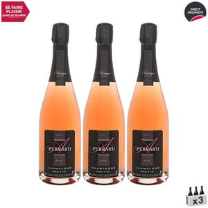 CHAMPAGNE Champagne premier cru Brut Rosé Rosé - Lot de 3x75cl - Champagne Perrard Arnaud - Cépages Pinot Noir, Chardonnay