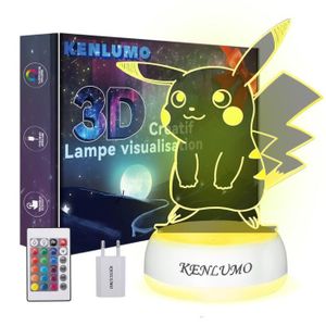 LAMPE A POSER KENLUMO Lampe pikachu Noël Enfant Cadeau Pokemon Lampe de chevet LED télécommande Touchez pour changer de couleur decoration fille