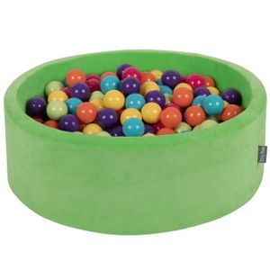 PISCINE À BALLES Piscine À Balles + 200 balles colorées 7 cm - KiddyMoon - Vert Pois: Vert Clair-Jaune-Turquoise-Orange-Rose Foncé-Violet