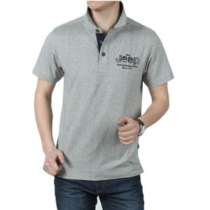 POLO Polo homme en coton revers à manches courtes  avec petit logo-Gris