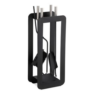 noir Relaxdays Ensemble serviteur de chemin/ée 4 pi/èces accessoire pelle balai tisonnier