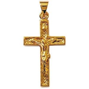 Croix crucifix pendentif en or 14k Jaune Charme Jésus religieux 0.9 g 20 mm x 13 mm