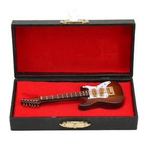 Dselvgvu Réplique de guitare miniature en bois avec support et