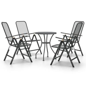 Ensemble table et chaise de jardin Mobilier à dîner de jardin 5 pcs Maille Métal Anthracite - SURENHAP - J00831