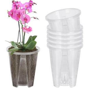 JARDINIÈRE - BAC A FLEUR Pot Transparent Orchidée 12Cm - TRAHOO - 6pcs - Plastique Transparent - Pots de fleurs