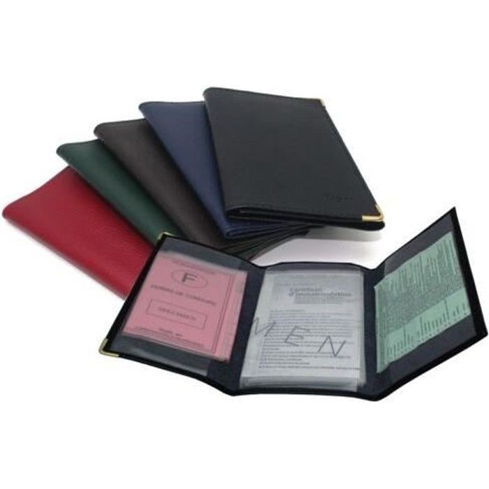 Etui permis carte grise assurance en cuir Cdiscount