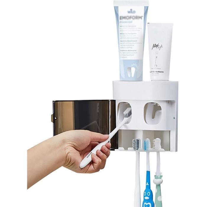 Accueil Distributeur automatique Dentifrice automatique + 5 Porte-brosse à  dents Set Fixation du support mural-12031 - Cdiscount Bricolage