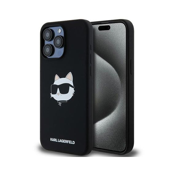 Coque Karl Lagerfeld Pour IPhone 16 Pro (6,3") - Noire - MagSafe - Plaque Métallique - Neuf