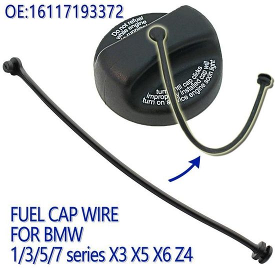 Câble Attache Bouchon De Réservoir BMW - Réf. 16117193372 - Longueur 13.6 Cm - Noir NBR - Neuf Sous Garantie