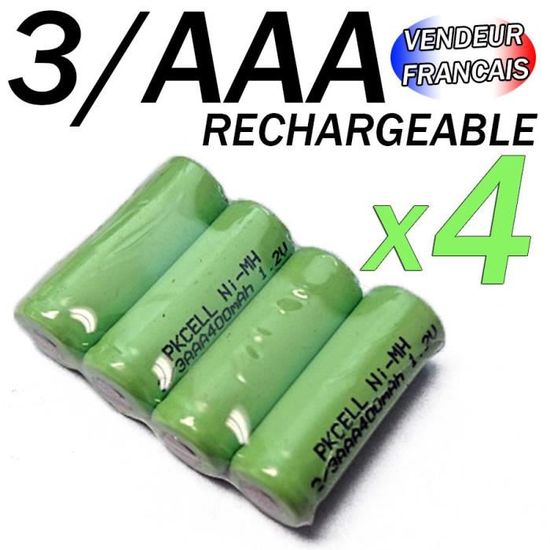 4 Piles Rechargeables NiMH 1.2V 2/3AAA 400mAh - Pour Lampes Solaires Et Gadgets - PKCELL